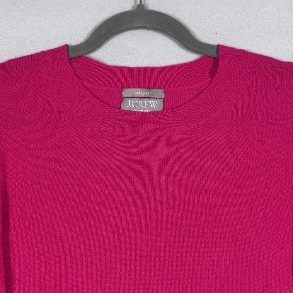 J‎ Crew Cashmere Sweater Womens Medium Classic Fit Crewneck Preppy Pink BA400